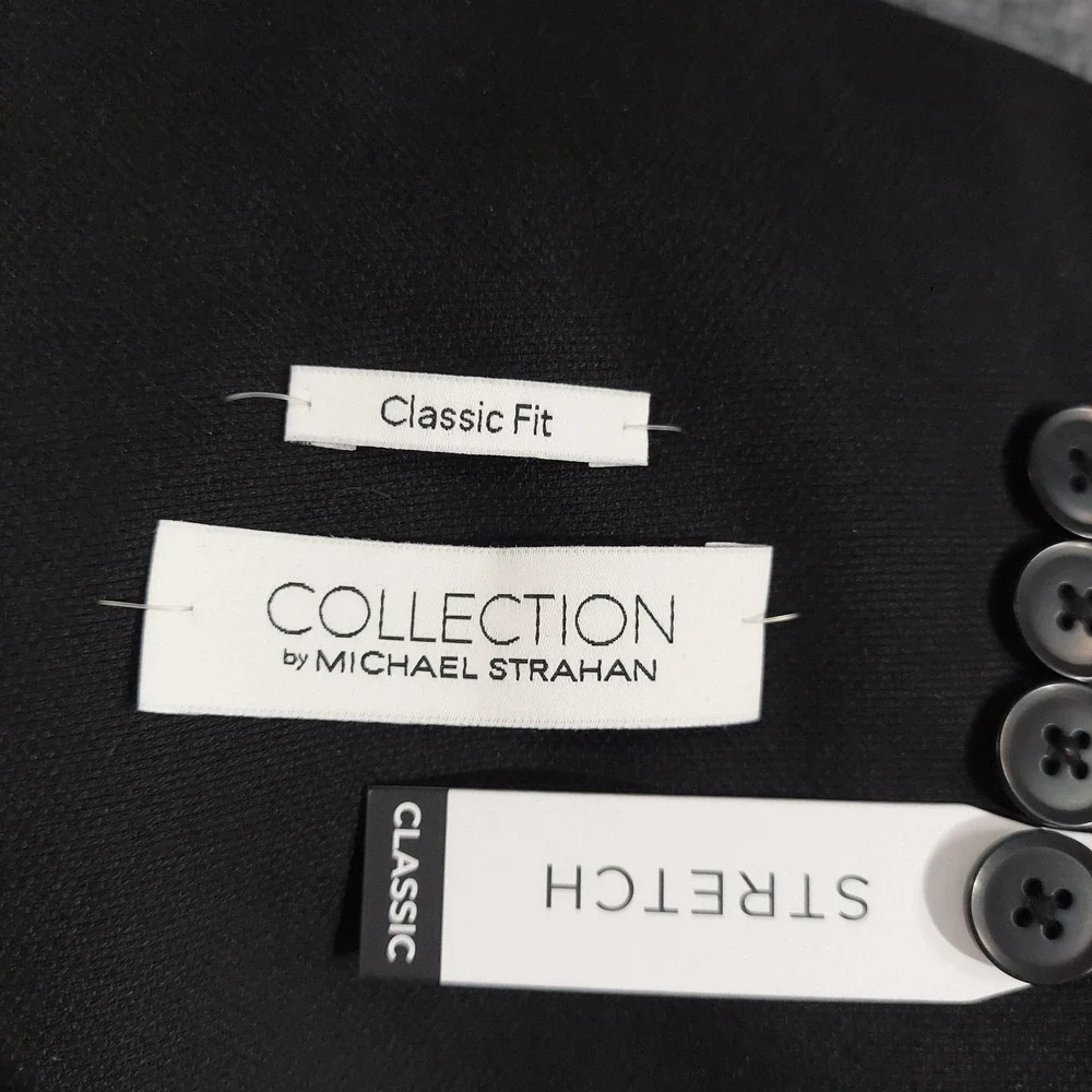 Collection By Michael Strahan Blazer Sport Coat Mens 48L Black Wool Stretch